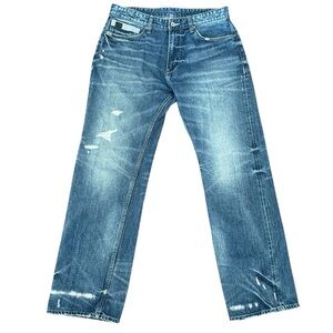 G-Star RAW 3301 Kilcot Jeans Mens 34x33 Straight Tapered Distressed Denim